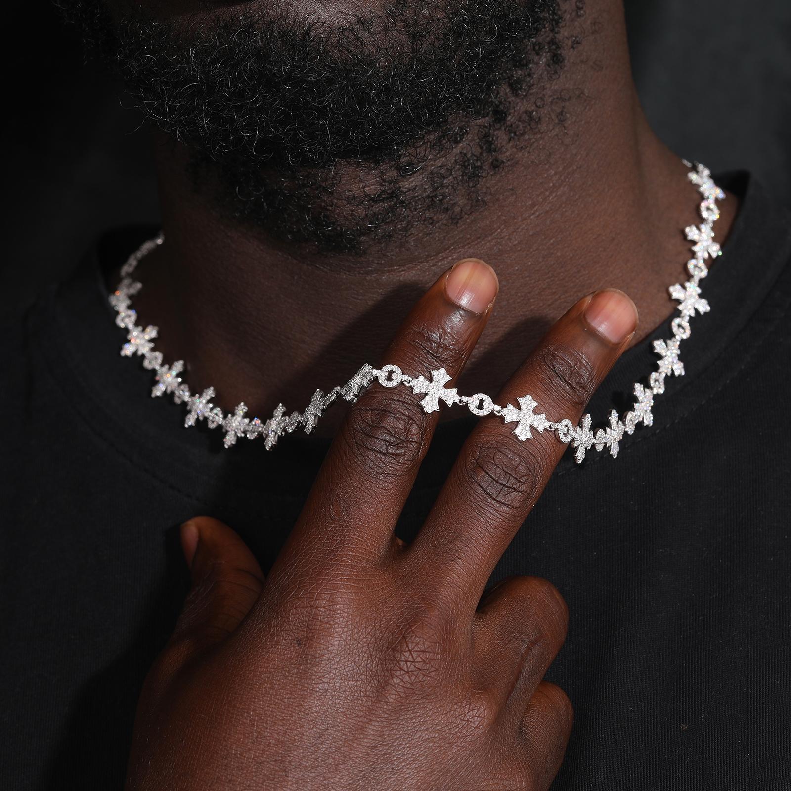 【#N188】S925 Sterling Silver Synthetic Moissanite Necklace for Women Men Hip Hop Jewelry Gift