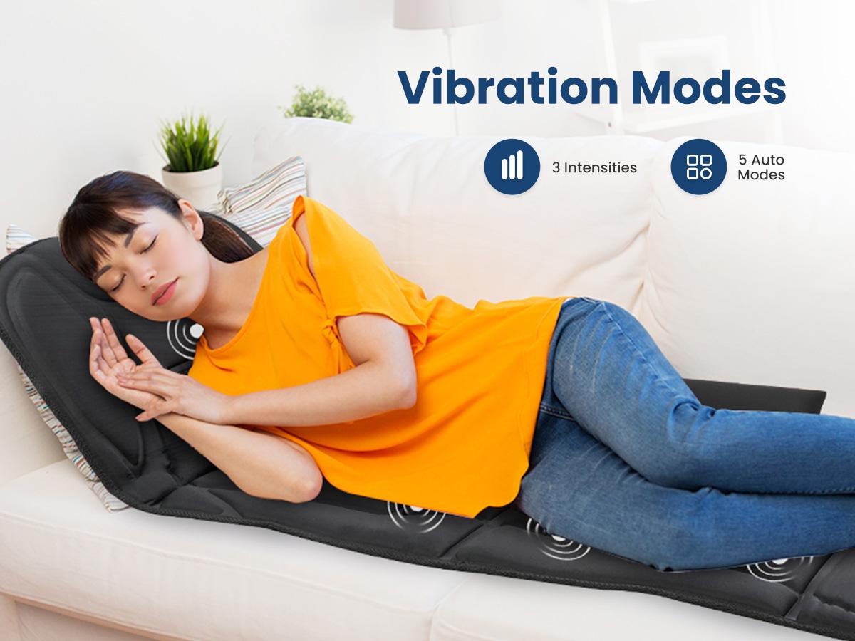 COMFIER Full Body Massage Mat Pad with Heat, Chair Pad with 10 Vibration Motors & 2 Heating Pad with Auto Shut Off, Heated Massage Mattress Pad for Back