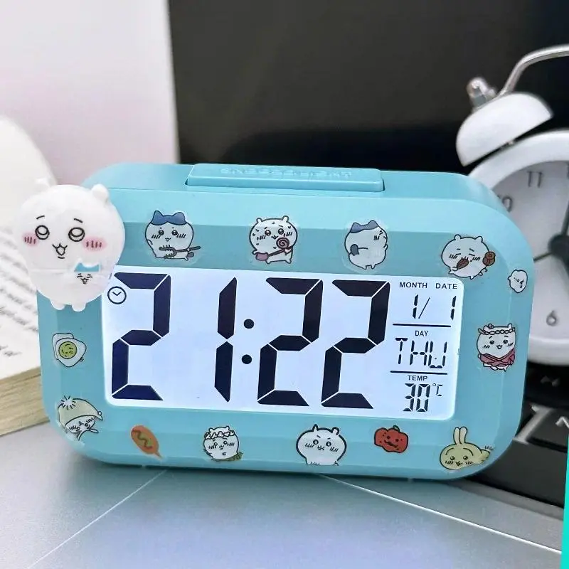 Kawaii Chiikawa Mini DIY Desktop Electronic Clock Student Time Manager Kitchen Timer Temperature Display Digital Alarm Clock