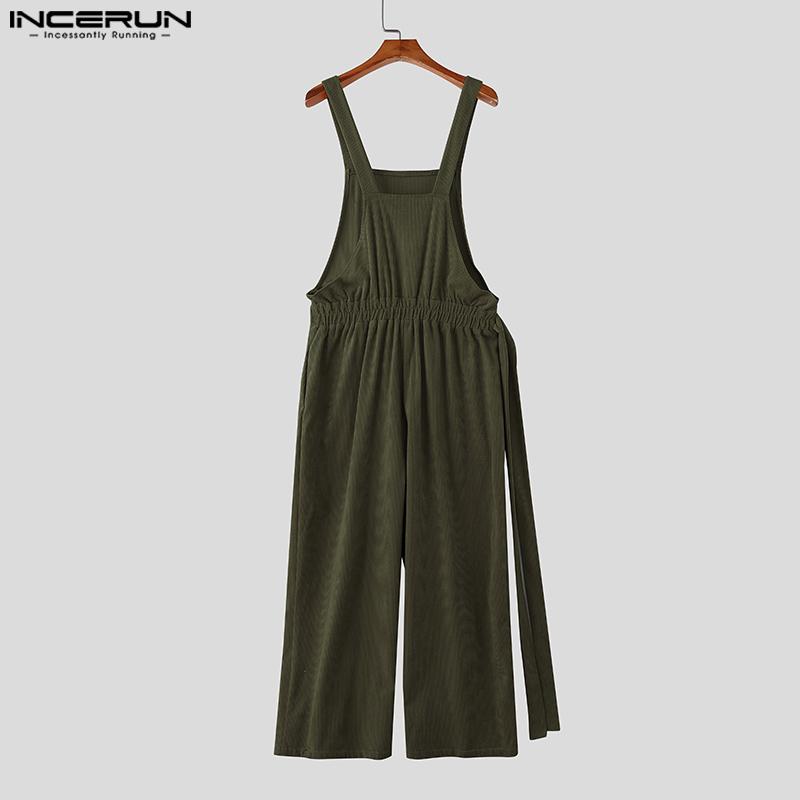 INCERUN Men's Corduroy Overalls with Loose Fit Cargo Pockets for Street Style, Halloween, Spring Autumn INCERUN Men's Corduroy Overalls with Loose Fit Cargo Pockets for Street Style, Halloween, Spring Autumn