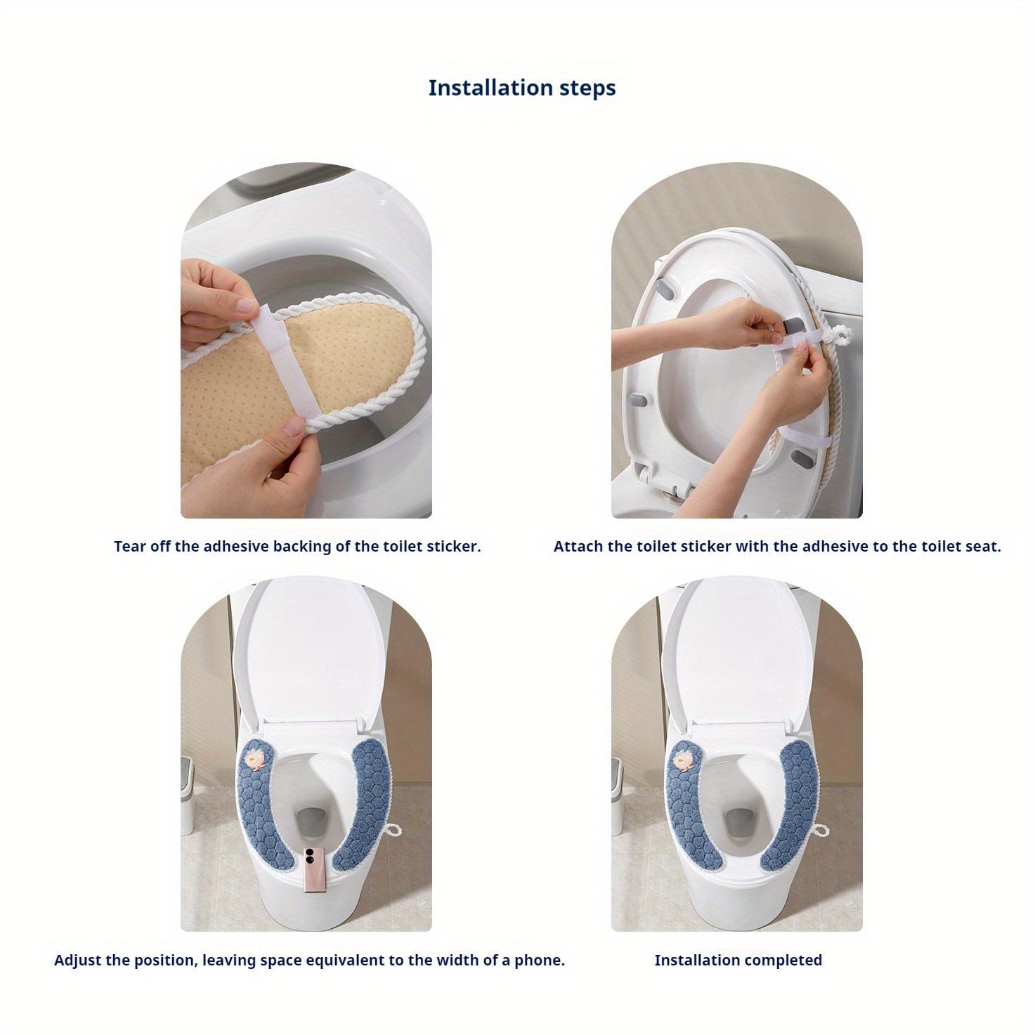 1 Pair of New Toilet Seat Covers, Hook and Loop Fastener Toilet Seat Covers, Household Toilet Mats, Toilet Seat Cushions, Suitable for All Seasons, Washable
