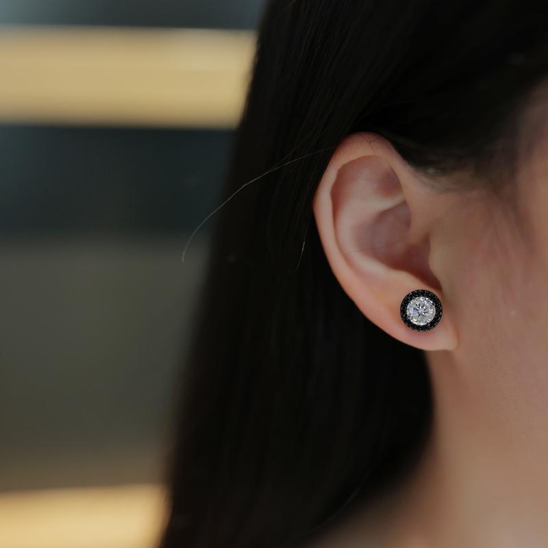 【#409 Must-have】Deluxe Milgrain Set Halo Stud Earrings vvs Synthetic Moissanite Earrings in 925 Sterling Silver Birthday Mother's Day Gift for Men Women Wedding0.1/0.5/1ct