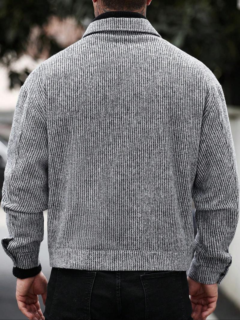 Men's Long Sleeve Loose Fit Woolen Jacket Coat, Casual Jackets, Fashion Casual Design, Suitable for Work or Outdoors, Lightweight Outerwear Men's Long Sleeve Loose Fit Woolen Jacket Coat, Casual Jackets, Fashion Casual Design, Suitable for Work or Outdoors, Lightweight Outerwear