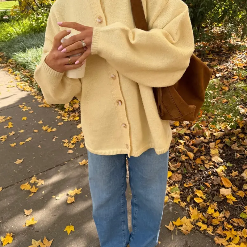 Women's Crew Neck Button Front Solid Color Long Sleeve Loose Fit Knit Cardigan Autumn Winter Casual Simple Daily Cozy Soft Stylish Cardigan Sweater, Women Fall Cardigan, Autumn Knitwear for Women