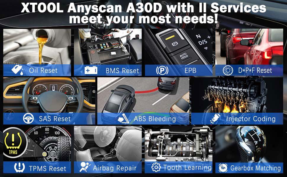 XTOOL A30D Bi-Directional Scanner, Lifetime Free Update, OE Full Systems Diagnostic Tool, 19+ Services, ABS Bleed, Injector Coding, Oil Light, EPB BMS TPMS SAS Reset, for DIYers Car obd2 scanner