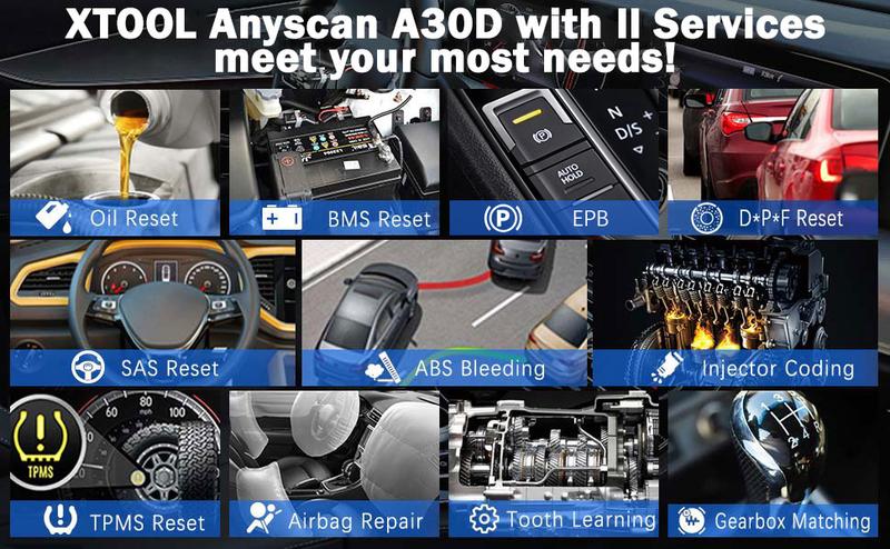 XTOOL A30D Bi-Directional Scanner, Lifetime Free Update, OE Full Systems Diagnostic Tool, 19+ Services, ABS Bleed, Injector Coding, Oil Light, EPB BMS TPMS SAS Reset, for DIYers Car obd2 scanner