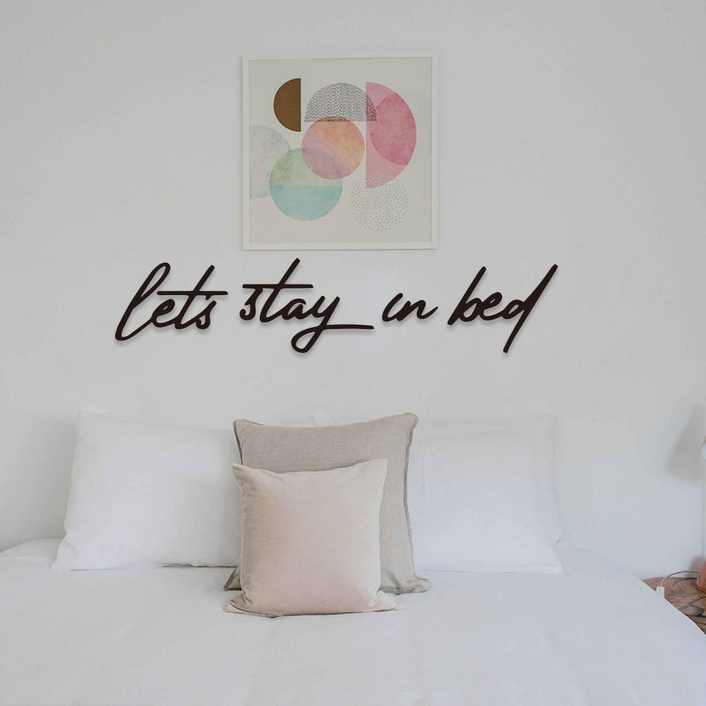 "4pc Let's Stay In Bed"" Metal Wall Art - Rustic Iron Crafted Decor - For Home Decoration - Perfect Housewarming Gift"