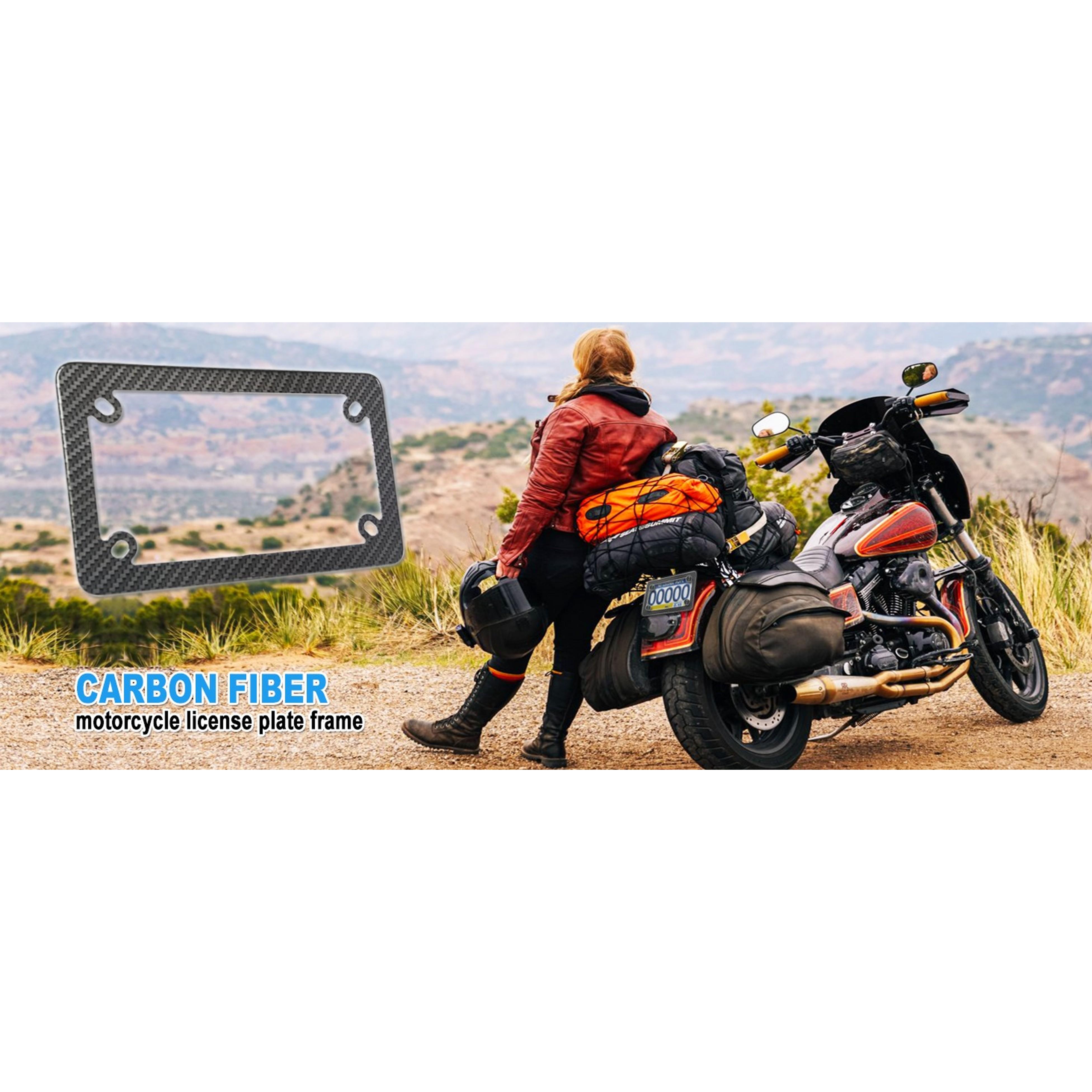 Carbon Fiber Motorcycle License Plate Frame with Stainless Steel HolderGift