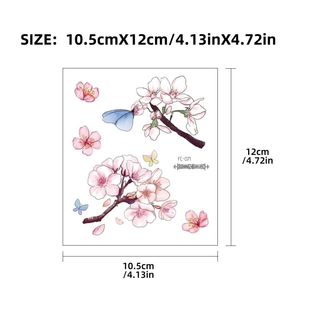 12Pcs Waterproof Sweatproof Temporary Tattoo Stickers, Cherry Blossom Butterfly Bird Branch Patterns, Sexy Cute Body Art Decals, Long Lasting 2-5 Days Body Decor for Festival Party Travel, Fit for Arm Shoulder Back Abdomen