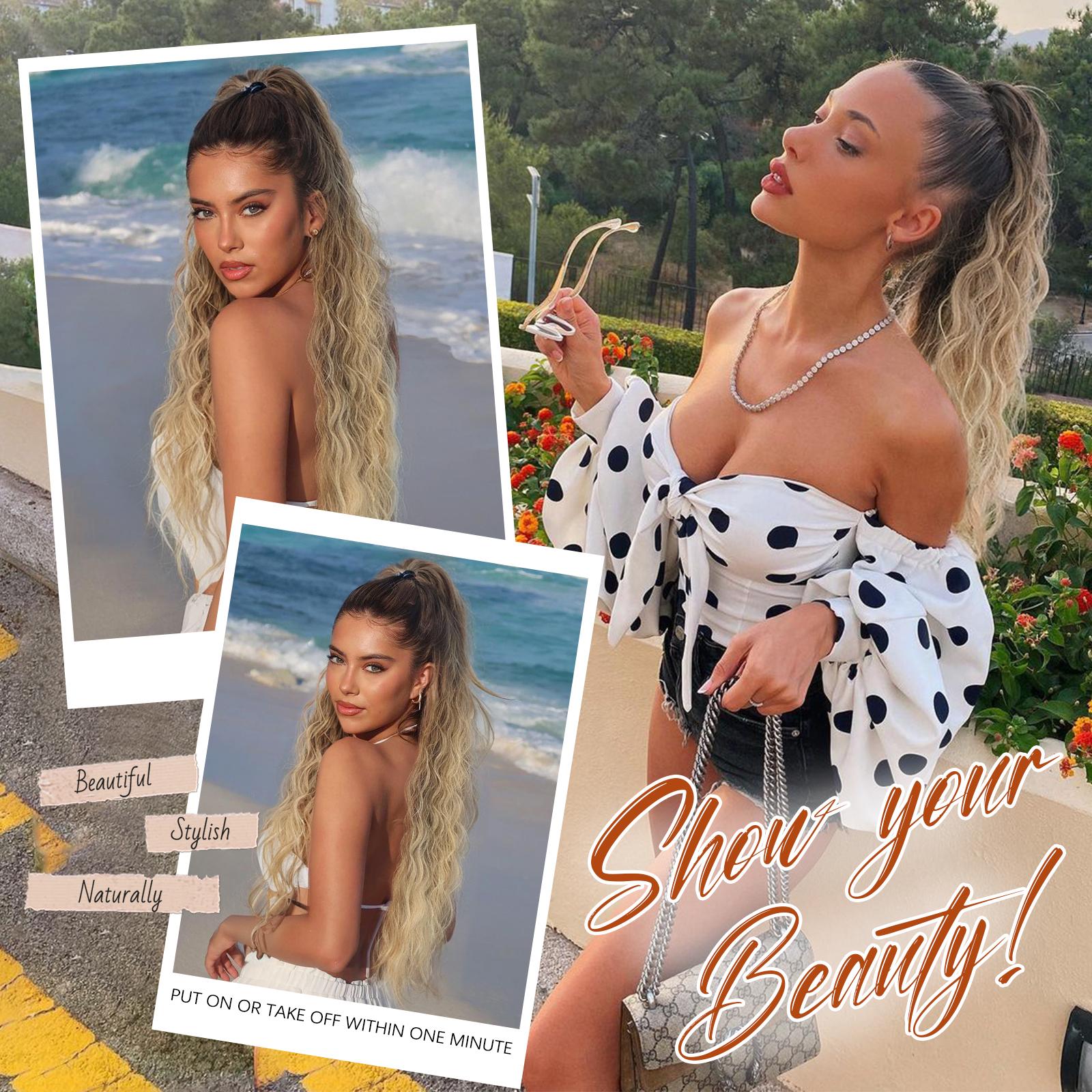 KooKaStyle 30 inch scrunchy clip ponytail hair extensions extension, synthetic hair fluffy natural soft go out party wear KooKaStyle 30 inch scrunchy clip ponytail hair extensions extension, synthetic hair fluffy natural soft go out party wear