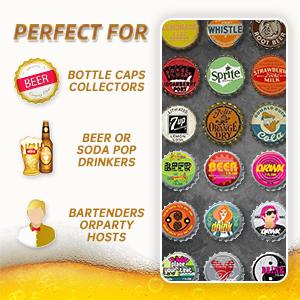 Beer Bottle Opener with Cap, Stainless One-Handed Lid Opening Push&Pop Bottle Opener for Home Bars Camping Hiking(2PCS)
