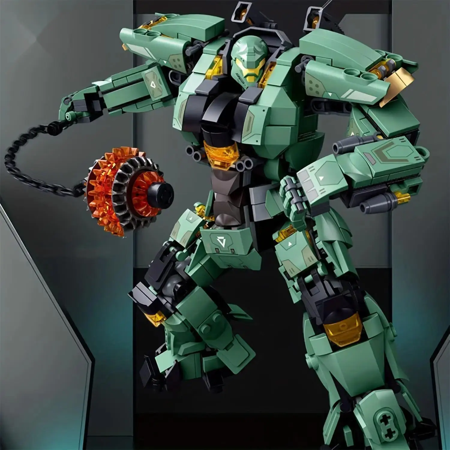 2026 hot item Green Warrior Robot With Chain Hammer-The Ultimate Building Blocks Toy  542pcs  toy gift Popular toys