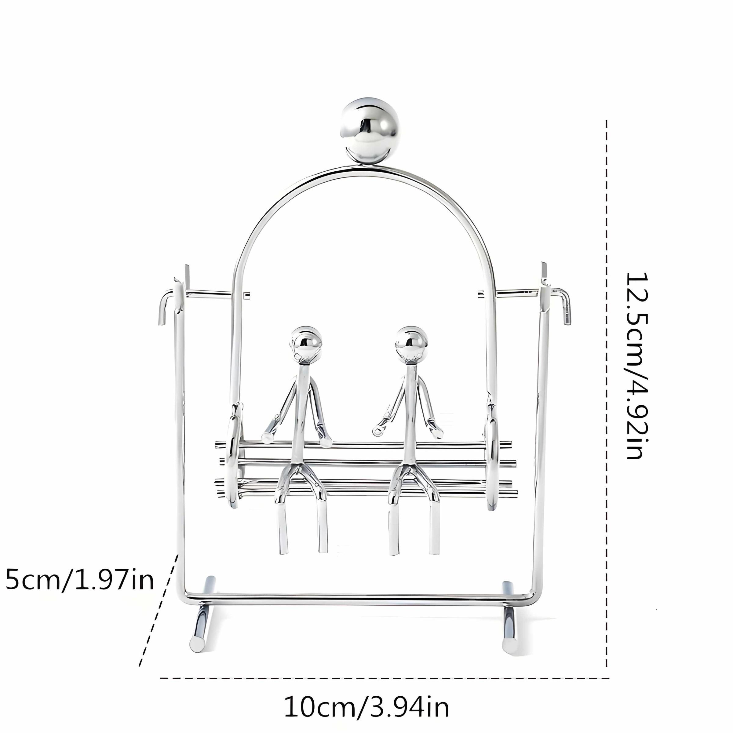 Double Swing Pendulum, Metal Newton Balance Sculpture, Decorative Sculptures, Stress Relief Desk Art, Office Decor, Collectible Ornament, Magnetic Levitation Physics Experiment, Silver Color, Decorative Figurines