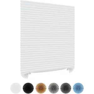Window Blinds Cordless No Drill Cut to Size Clip On Stick On Self Adhesive Temporary Blinds Pleated Paper Blinds for Windows Doors Shades for Home Nursery Bedroom Kitchen Bathroom