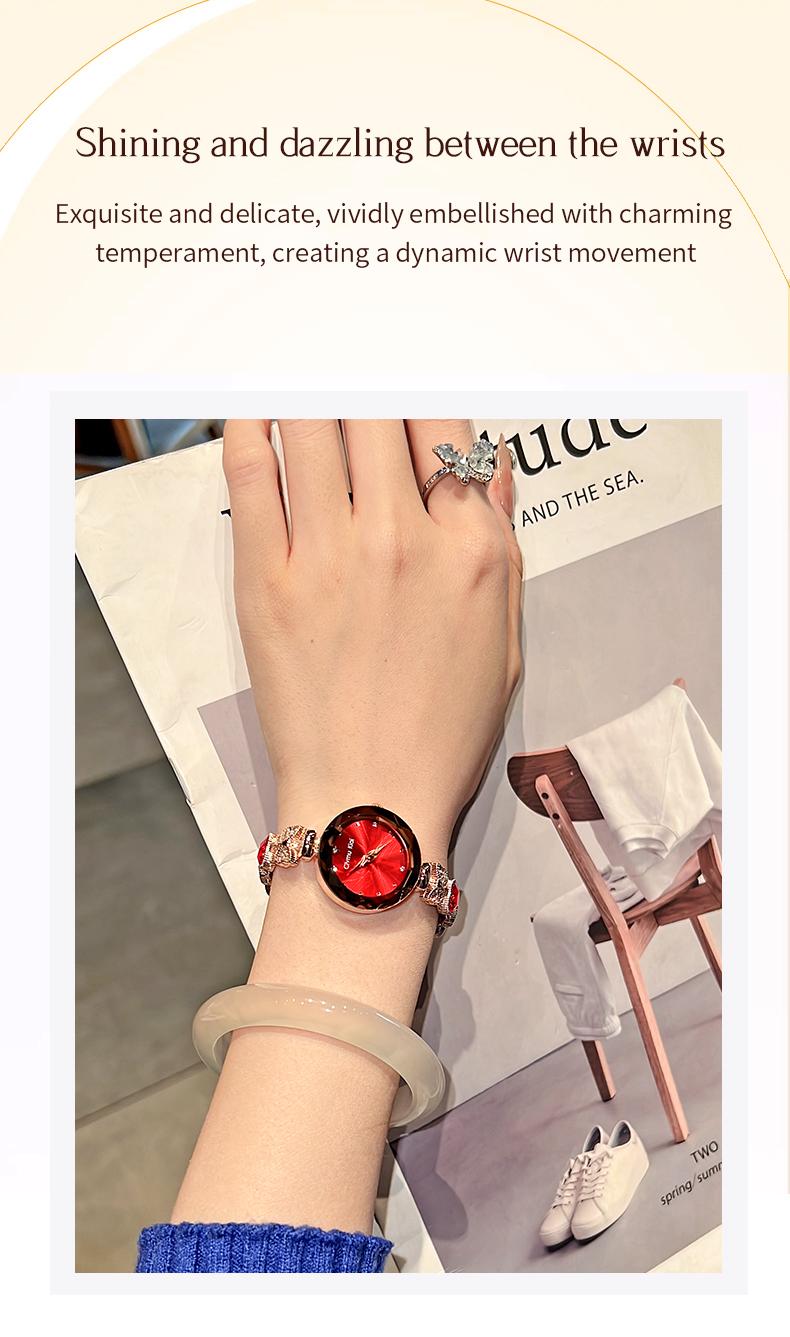 Clvmu Kiai Ladies Elegant Butterfly Watch Bracelet Set with Heart Shaped Gift Box Exquisite Necklace Ring Earrings Fashionable Jewelry for Women Perfect Festival Gift Baby G Rhinestone Wristwatch