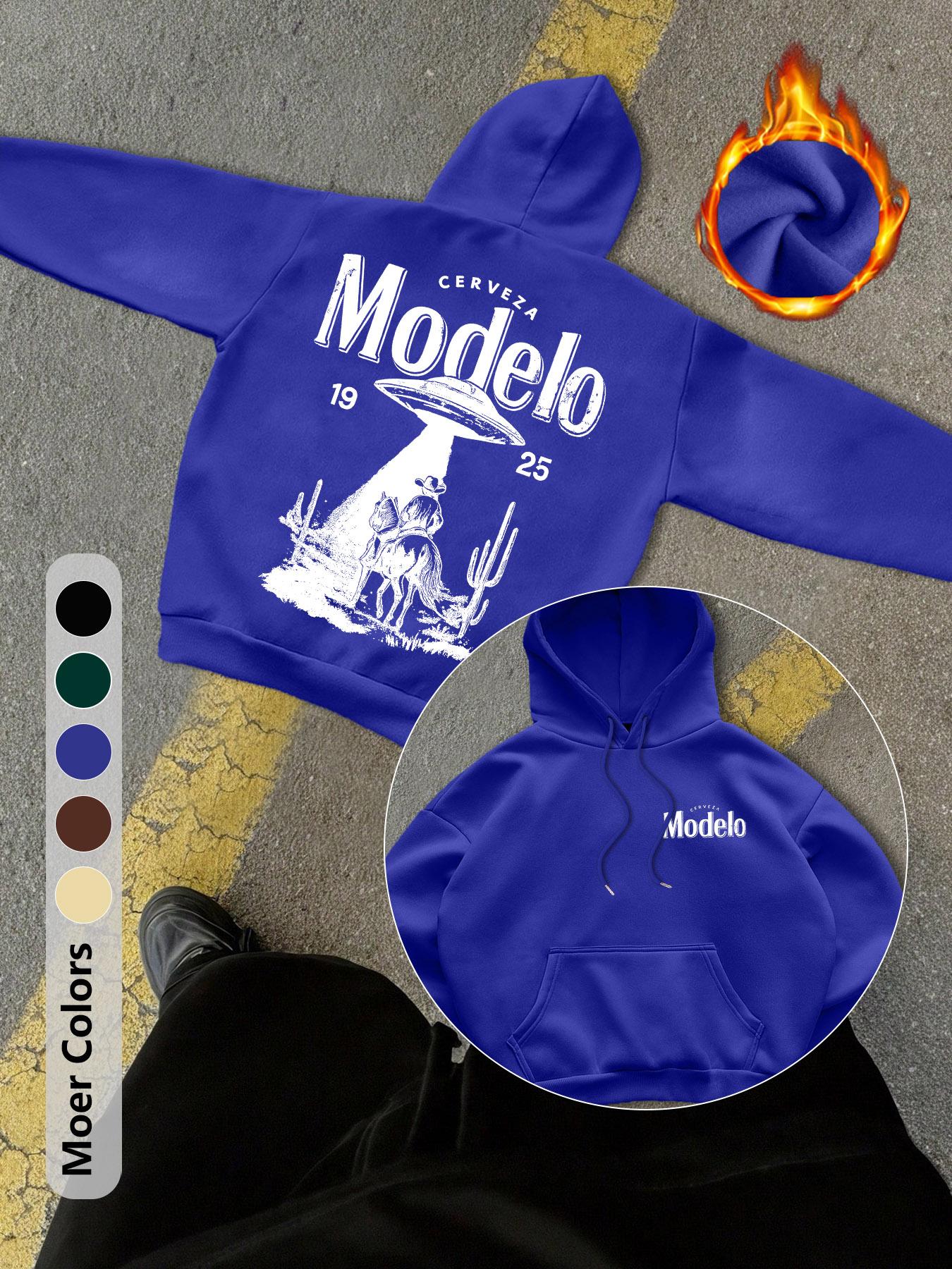 Gothic UFO and Western Cowboy Graphic Print Men's Regular Fitted Casual Fashion Hoodies Printed Long Sleeve Hooded Sweatshirt Jacket