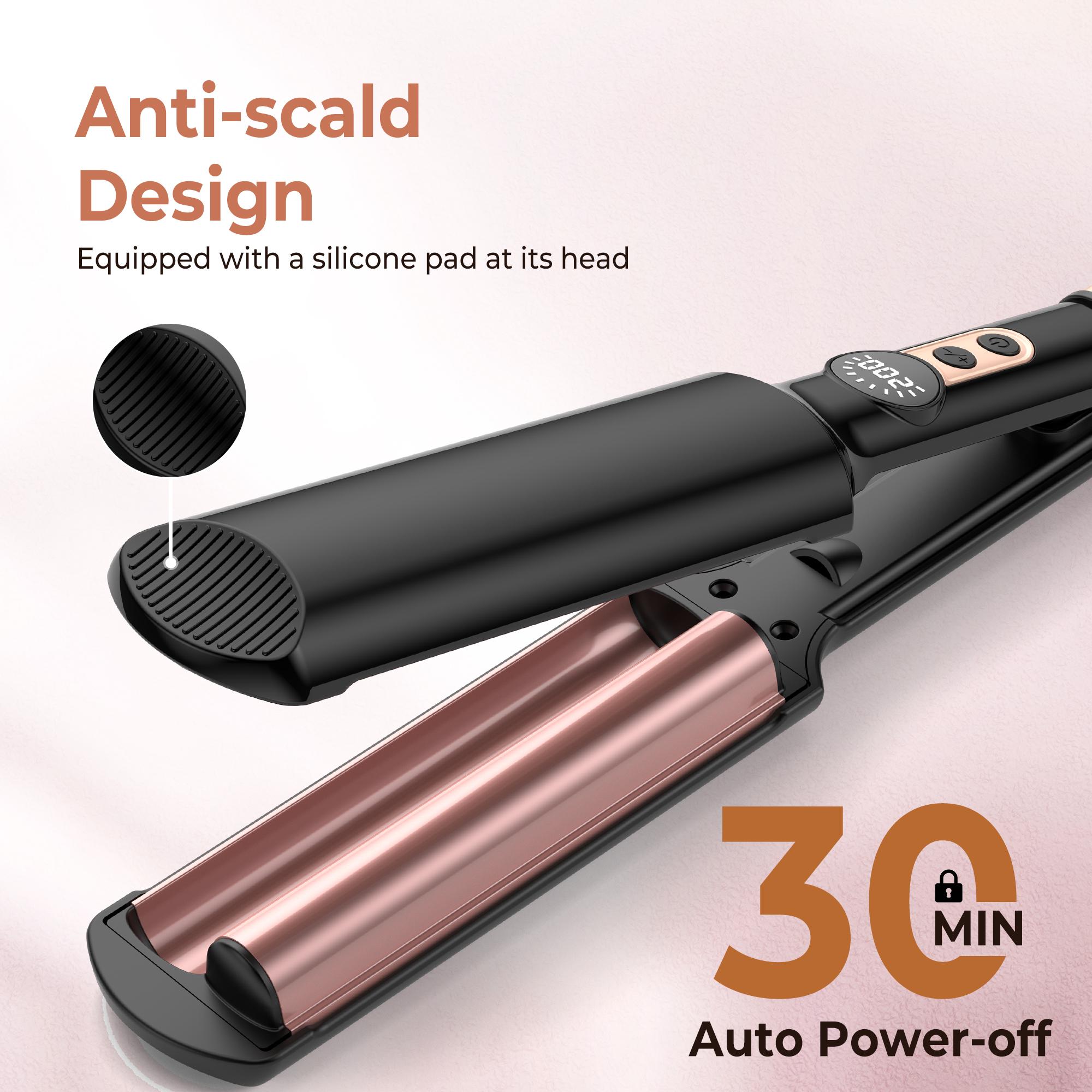Mini Dual Voltage Curling Iron, Curling Wand & Hair Crimper - 5 Temp Adjustable (250°F-410°F), 30s Fast Heat-Up, Tourmaline Barrel, Anti-Scald Protection, 1.02cm Barrel For Beach Waves & Curls, Includes Heat-Resistant Pouch, Gifts, Heated Curler