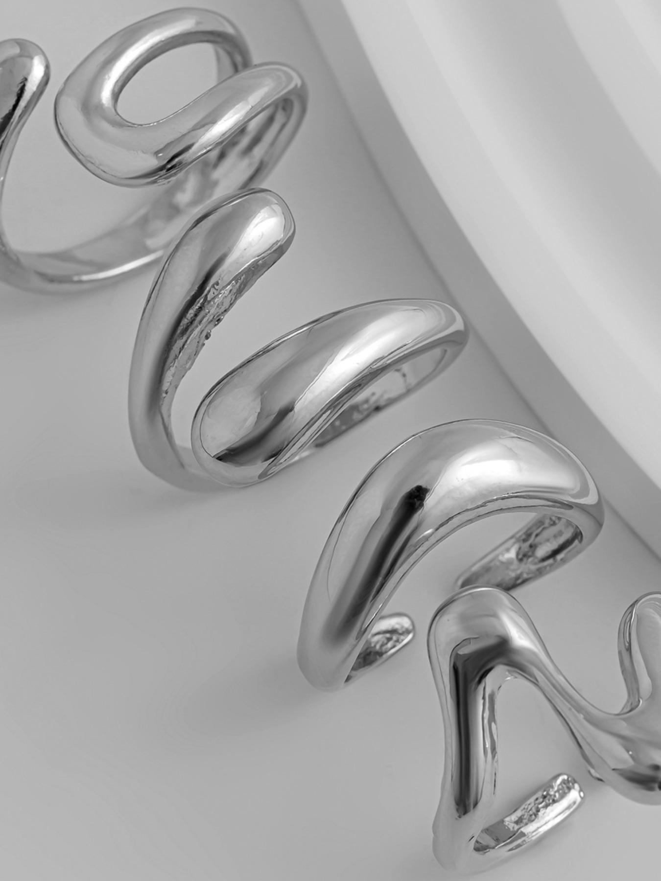 Women's Hip-Hop Style Geometric Joint Ring Set, Solid Zinc Alloy, Sexy Design, Four-Piece Jewelry Kit, All-Season Accessory