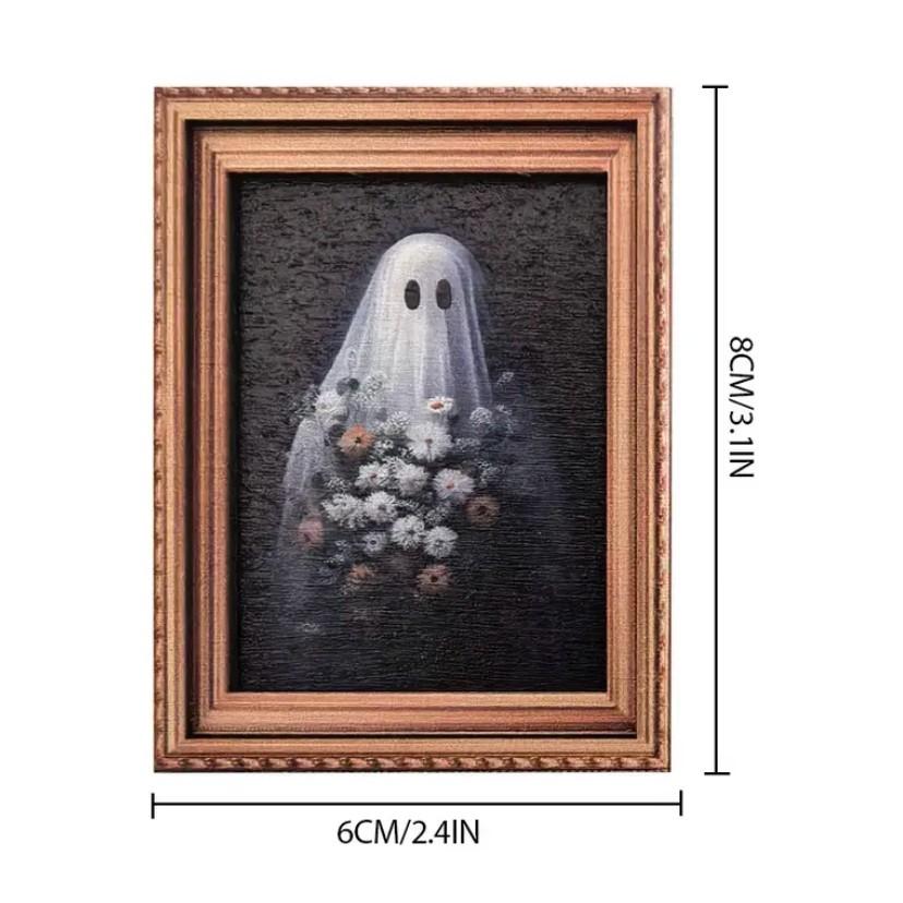 1pc Halloween Magnetic Refrigerator Decoration Magnet, Fridge Magnet, Vintage Ghost Witch Design, Wooden Frame, No Power Needed, Ideal Gift for Family & Friends，halloween gift, Refrigerator Decorating Magnet
