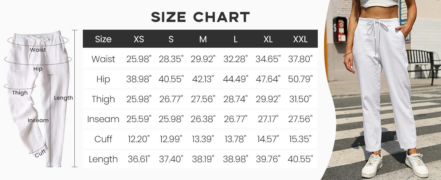 Tanming Women's Linen Pants Casual High Waisted Drawstring Beach Trousers Elastic Waist Tapered Bottoms Basic Style Comfortable Lightweight Cotton Linen Blend