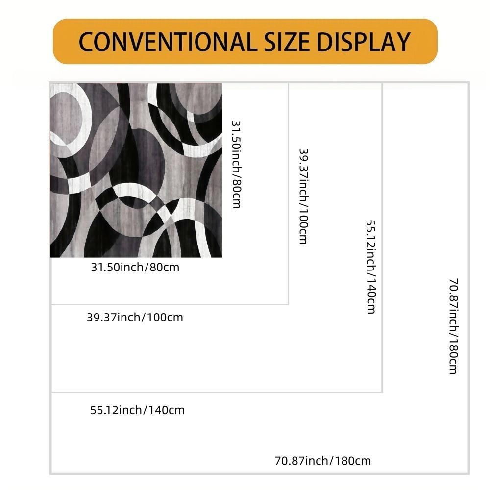 Abstract Rectangular Ring Rug: HD Printed, Double-Locked Edge, Machine-Washable, Non-Slip. Ideal for Home Rooms & Christmas Gifts, Modern Geometric Pattern Rug