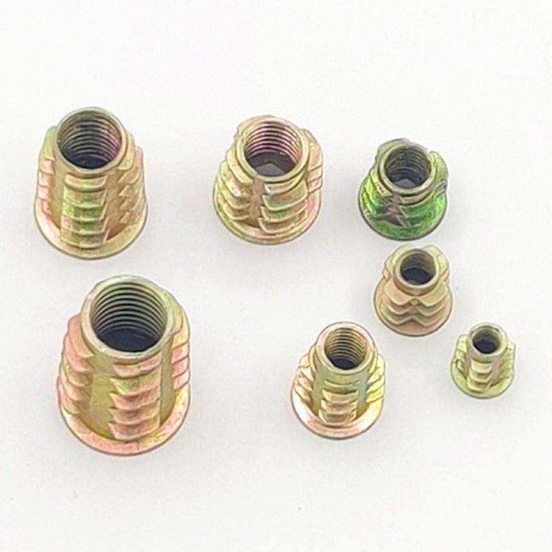 120 Piece Set Zinc Alloy Threaded Inserts M4 M5 M6 M8 M10, Wood Embedding Nuts Flange Hex Drive Head Furniture Bolts