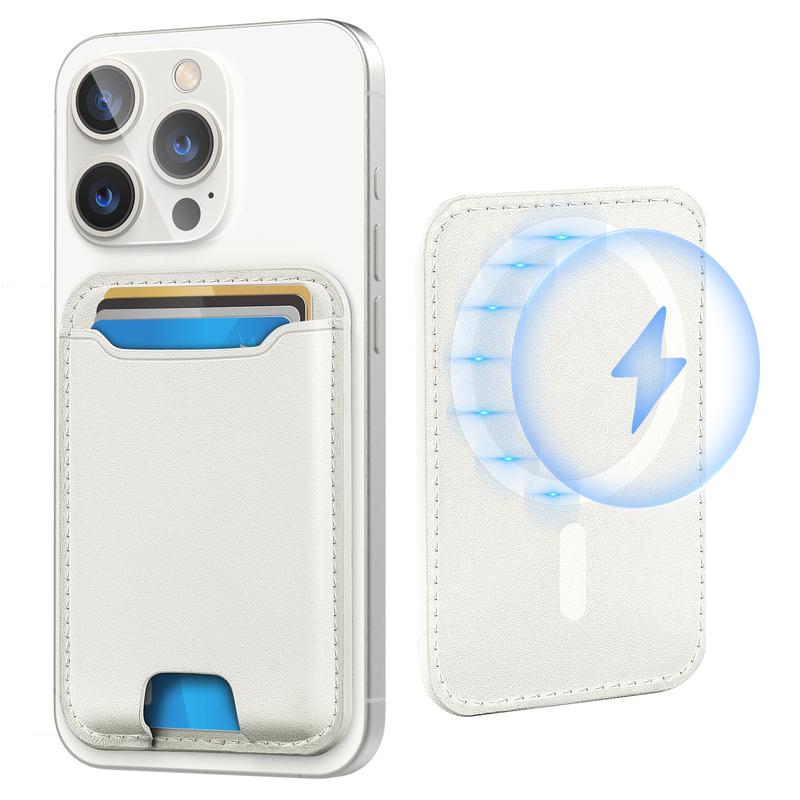 Magnetic Wallet Card Holder for Iphone 16/15/14/13/12 Series,Fit 4 Cards, Leather Material, Black Shockproof - Clip phone cooler multifunctional phone stand Electronics Accessories【Christmas】