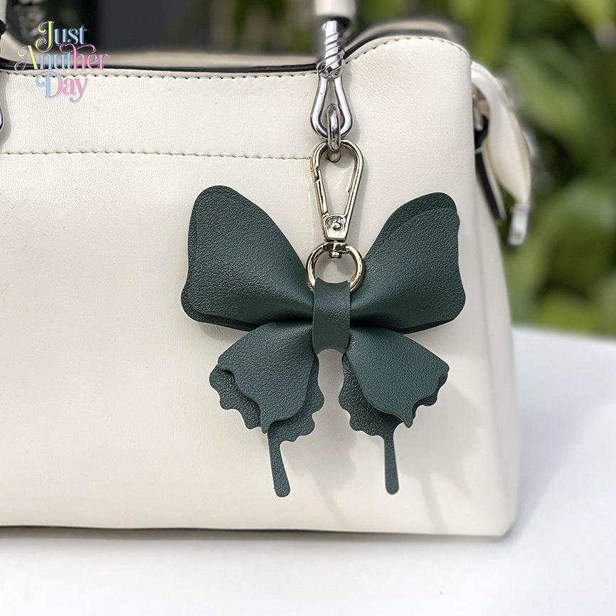 Layered Butterfly PU Leather Bag Charm, Colorful Butterfly Pendant with Detachable Metal Clasp, Cute All-Match Accessory for Handbags, Backpacks & Purses