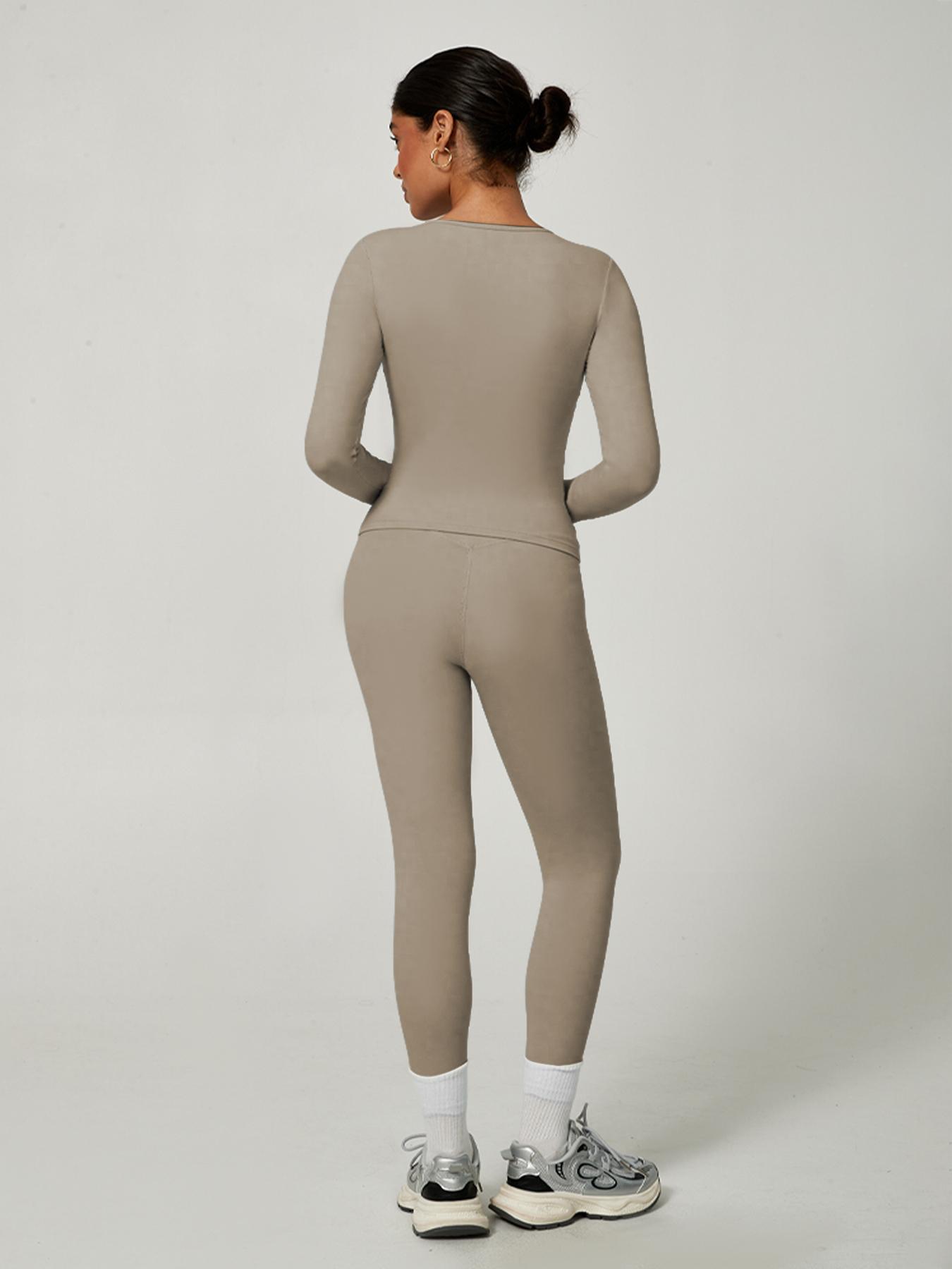 Women's Sporty Solid Color Top & Pants Set, Comfortable Tee & Slim Fit Leggings, Ideal for Daily Yoga & Fitness Activities