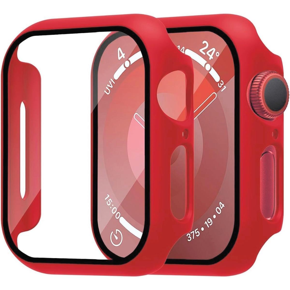 Built-In Tempered Glass Screen Protector, All-Around Hard PC Protective Watch Case Ultra-Thin Cover for Apple Watch Series Ultra/SE/11/10/9/8/7/6/5/4, 38/40/41/42/44/45/46/49 mm, Smart Watch Accessory, Smartwatch Accessories, Protection, Wearable