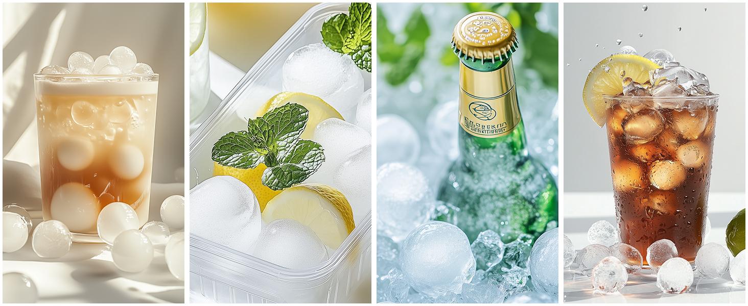 Mini Ice Cube Trays for Freezer - 0.6 IN Tiny Round Pebble Nugget Ice Mold Trays with Lid and Bin, Crushed Ice Trays 104x4 pcs Ice balls - Easy Release Ice Maker for Cocktails, Drinks, Whisky