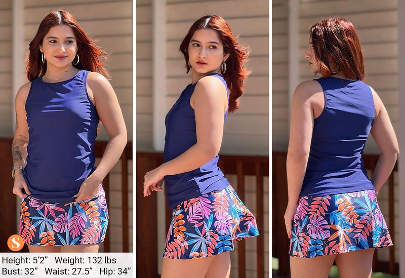 Daci Womens Tankini Swimsuits with Skirt - Two Piece Tummy Control Bathing Suits High Neck Swimwear