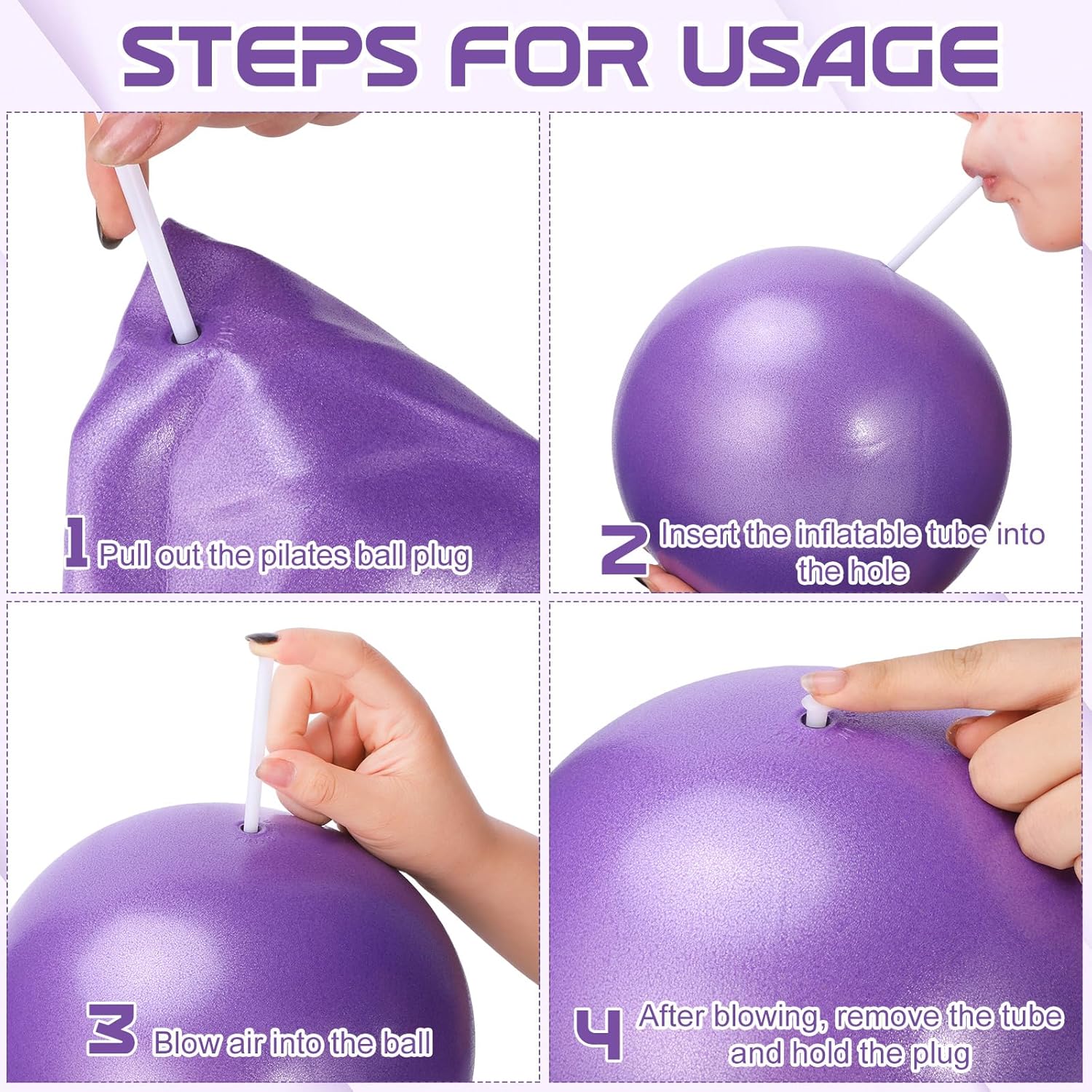 Pilates Ball, 9 Inch Small Exercise Mini Soft Workout Yoga Ball with Exercise Guide, for Home Gym Yoga, Pilates, Core Training, Workout, Balance, Stability, Home Workout Equipment, Fitness Equipment, Pilates Equipment For Home Workouts