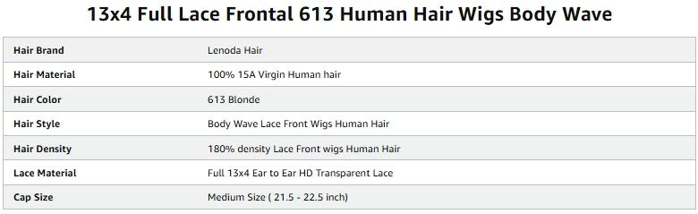 Lemoda 613 Lace Frontal Wig Human Hair 13x4 Full Lace Frontal Wig 180 Density Body Wave HD Transparent Lace Wig Pre Plucked 15A Brazilian Virgin Blonde Human Hair Wigs for Women