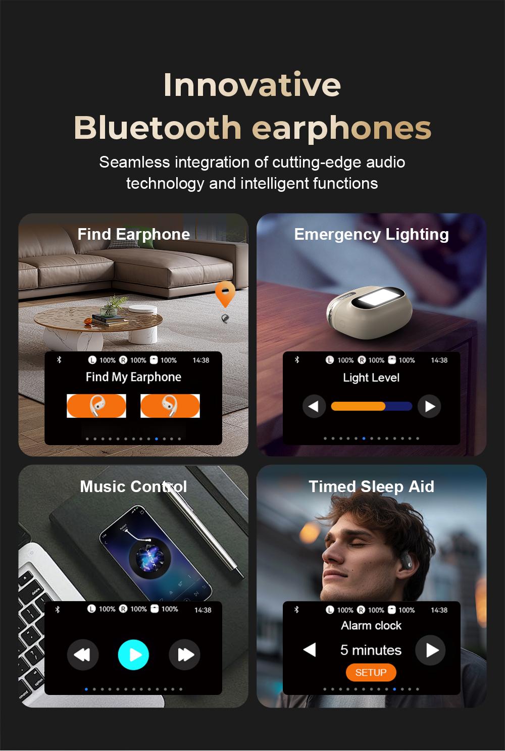 MINISO MS150 True Wireless Hanging Ear Bluetooth 5.4 headphone| HiFi Sound, Waterproof, Full Color Touch Screen, Noise Reduction, audio