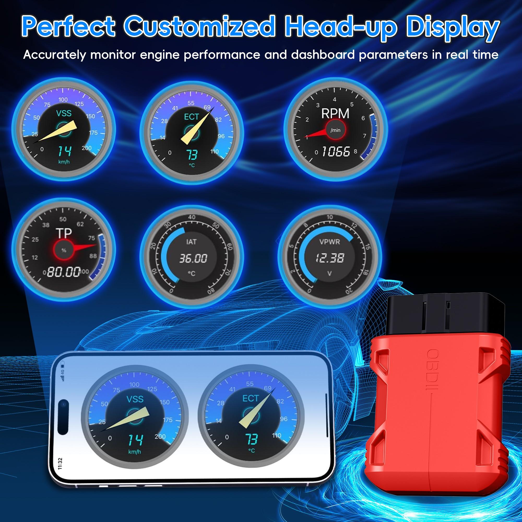 Wireless Obd2 Scanner, Bluetooth-compatible Dual-Direction Full System Diagnostic Tool, Compatible with iOS and Android, Car Code Reader