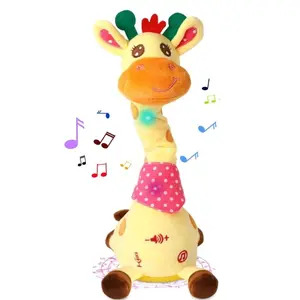 Repeating What You Say Dancing Talking Giraffe Toy with 10 Songs Adjustable Volume Swaying Dancing Giraffe Glowing Musical