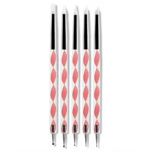 5PCS Dual-Ended Nail Art Dotting Tools – Silicone Sculpting Pens & Ball Stylus Set for Gel Polish Builder Gel Chrome Powder 3D DIY Nail Art Design & Manicure Decoration