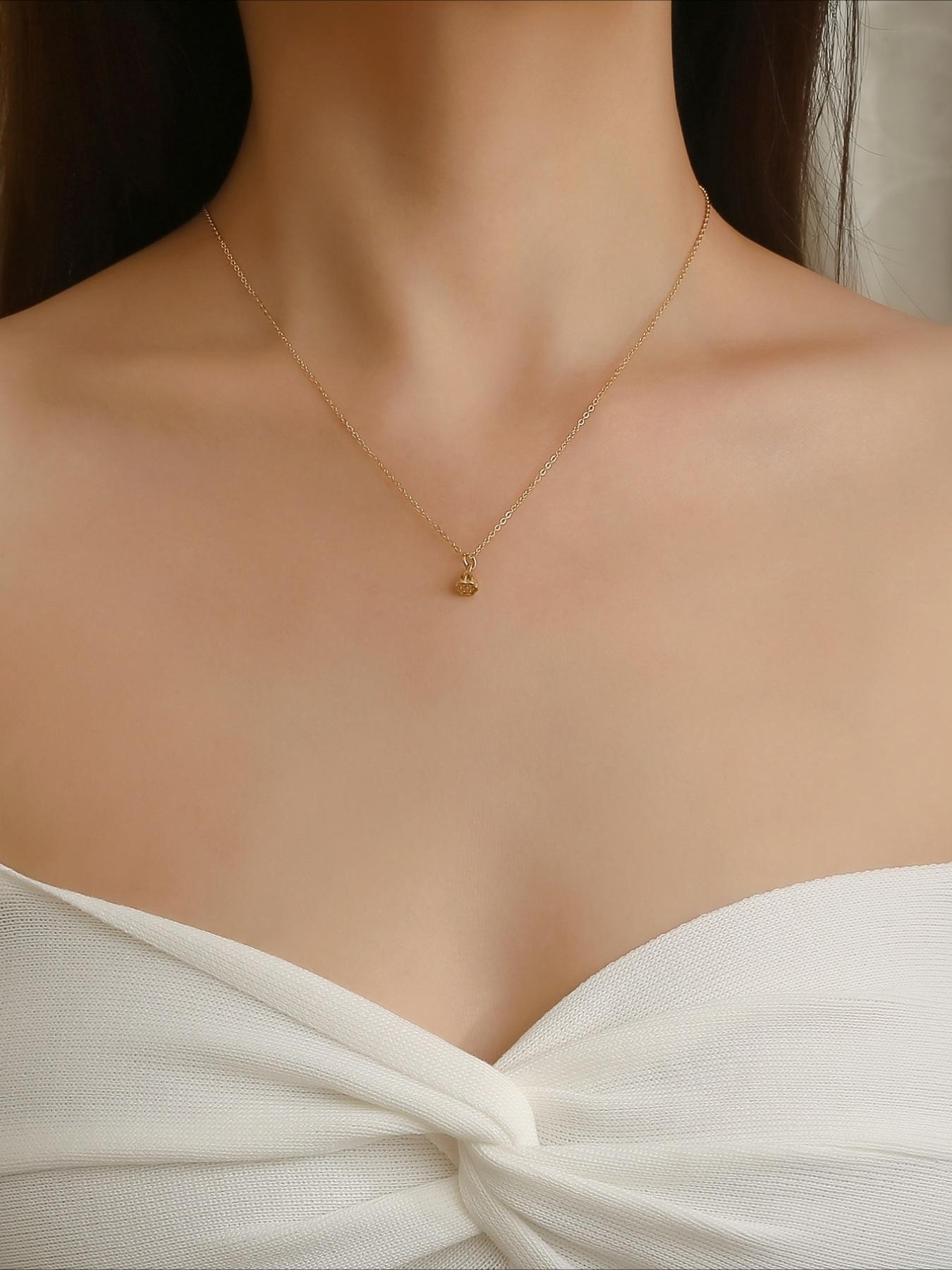 Fashionable Lotus Pendant Necklace, Elegant and Simple Stainless Steel Accessories, Versatile for Daily Use