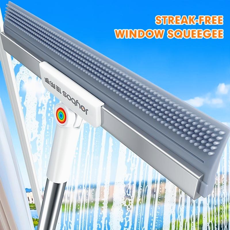 Heavy Duty Floor Broom Pet Hair Remover with Non Stick Brush Extended Design for Hardwood Tile Carpet Glass Perfect for Bathroom Kitchen Living Room Ergonomic Handle