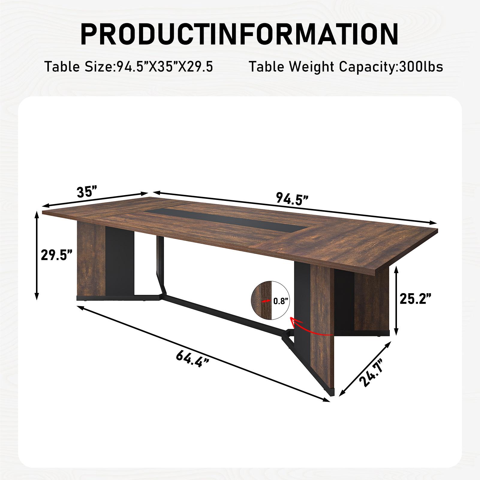 94 Inch Dining Table for 10 People,Modern Large Rectangular Kitchen Table W/Waterproof Wood Tabletop,Long Dining Room Tables W/Adjustable Legs&Metal Frame for Kitchen Living Room,Brown/White