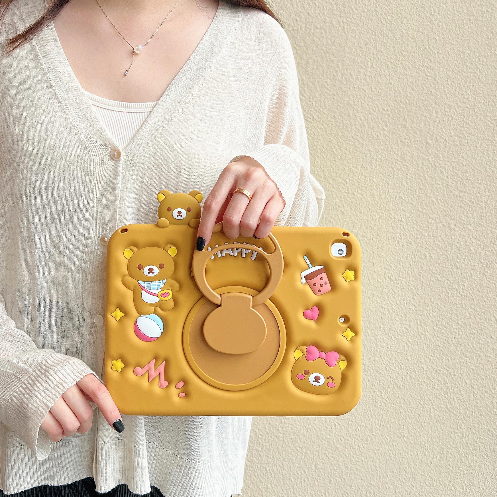 For IPad Air Mini 2 3 4 5 6 7 10.9 Pro 11 9 8 7th 10.2 10.5 GenA16 Child 3D Easy bear Tablet pen slot Protective Same phone case For IPad Air Mini 2 3 4 5 6 7 10.9 Pro 11 9 8 7th 10.2 10.5 GenA16 Child 3D Easy bear Tablet pen slot Protective Same phone case