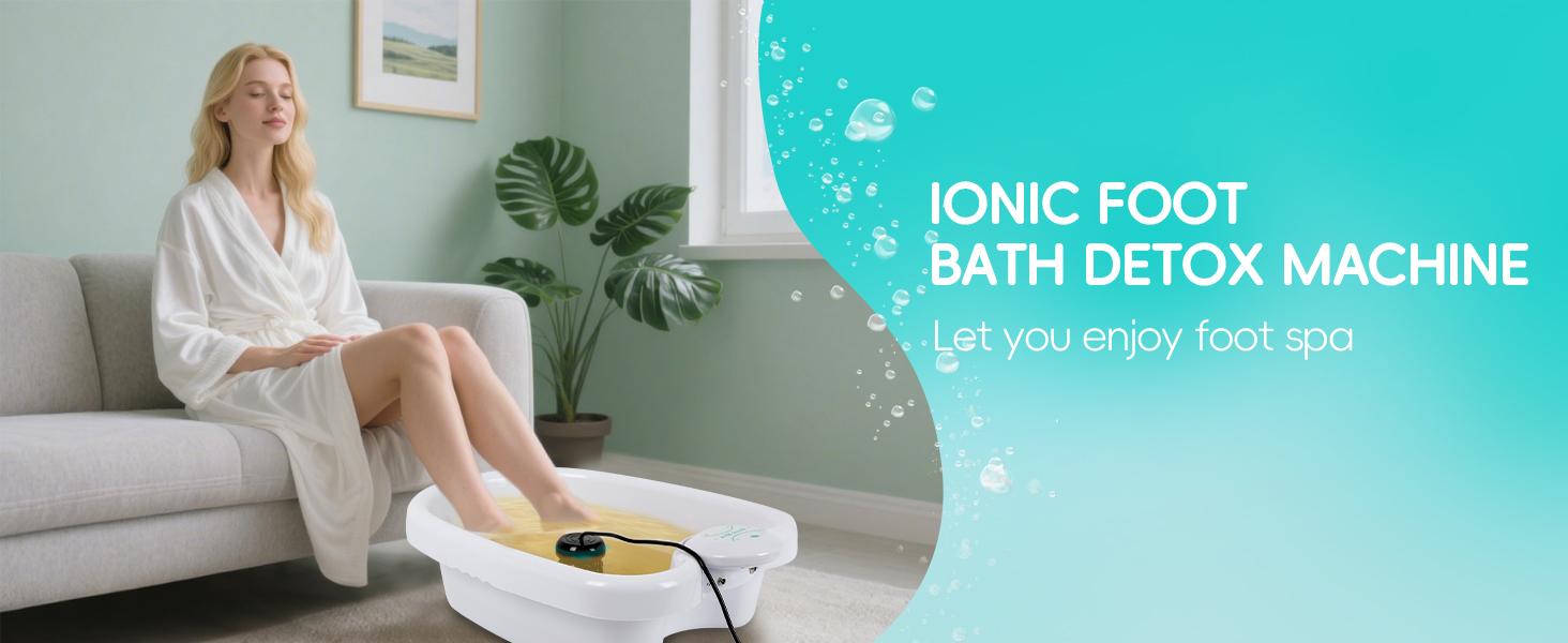 Ionic Foot Bath Detox Machine - Professional Foot Detox Spa，Home Portable Foot Detox Machine with 2 Arrays，50 Foot Soaking Bags，1 Small Spoon，Improve Sleep/Relieve Stress/Detox Cleanse Basin Container Bathroom footcallusremover
