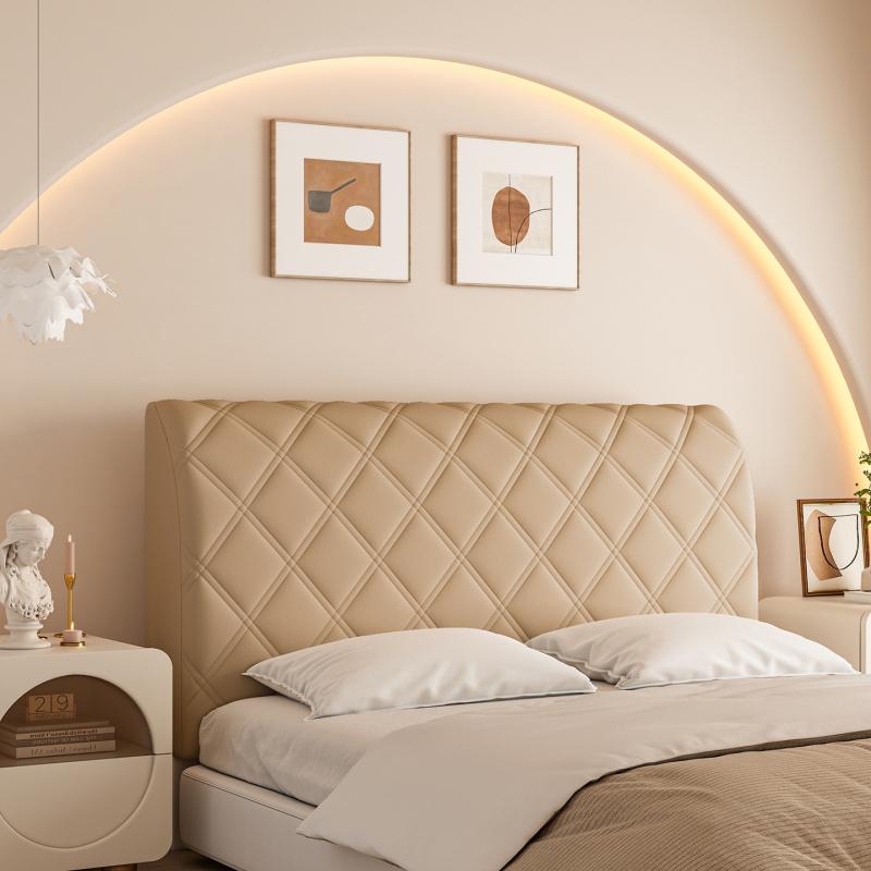 Diamond Grid Pattern Elastic Full Headboard Protector Cover, Polyester Material, Anti-Collision Dustproof Design, All Sizes, Soft Comfortable, Washable