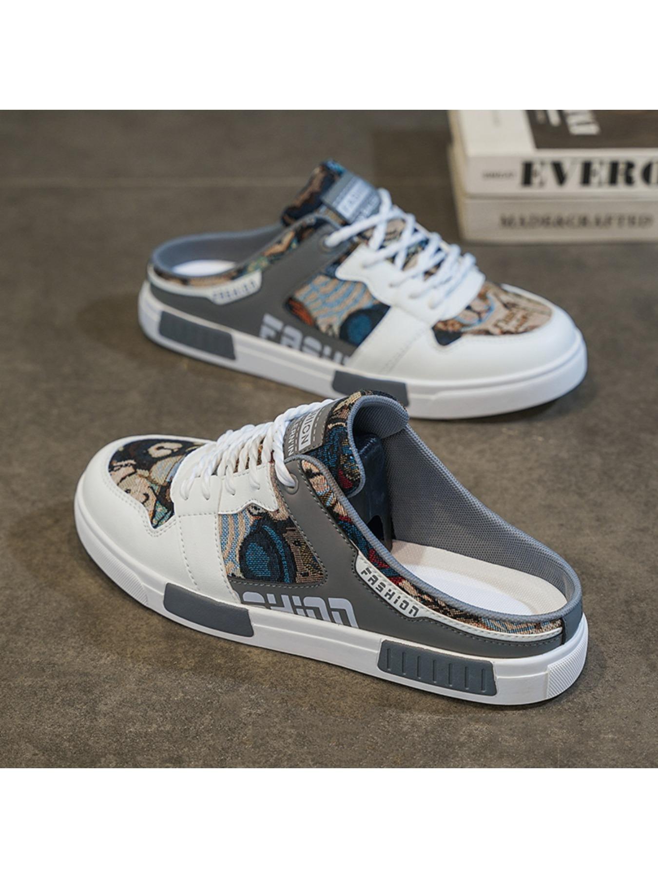 Summer Men's Half Slippers Fashion Large Size Non-Slip Breathable Casual Slippers, Stylish Comfortable Footwear for Daily Wear, Mesh Breathable Slides