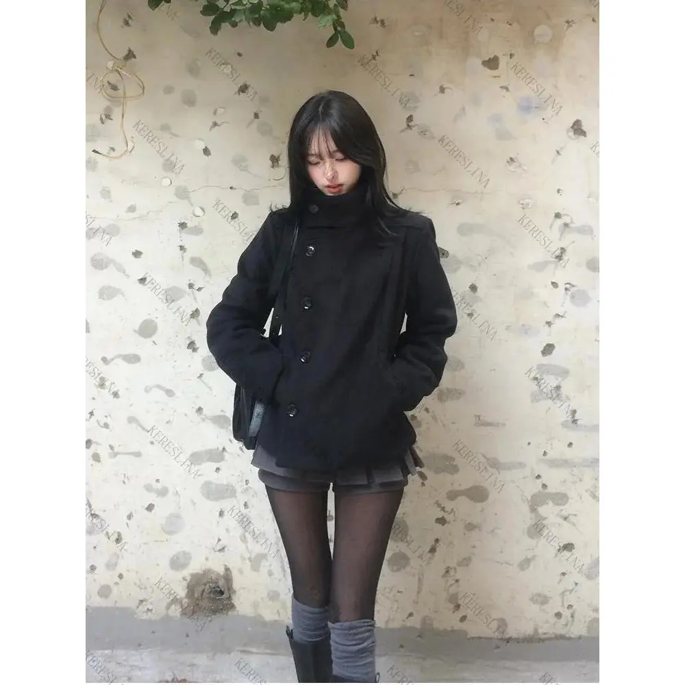 Street Autumn/Winter Solid Color Women's Turtleneck Coat Y2K Hip-Hop Retro Harajuku Cute Casual Fashion Versatile New Women Tops