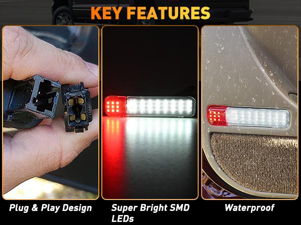 Nilight 2PCS LED Interior Door Panel Lights White Red Courtesy Warning Lights for Chevy GMC Silverado Sierra 1500 2500 3500 HD Suburban Cadillac Escalade Hummer H2 dealsforyoudays projector