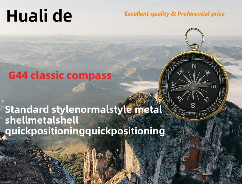 G44 Golden Aluminum Shell Outdoor Travel Wedding Gift Teaching Compass Laser LOGO North Pointer for Camping, Outdoor Hiking, and Night Use