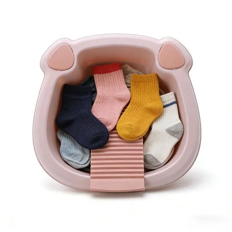 New Washing Basin with Laundry Board, Multi-Functional Plastic Basin, Non-Slip Portable for Handwashing Clothes, Socks, Underwear, Home Dorm Use
