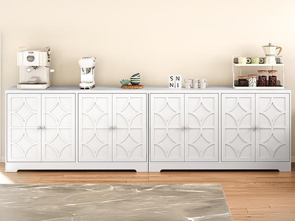 RoyalCraft Sideboard Buffet with 4 Doors, Mid-Century Sideboard Cabinet with Adjustable Shelves, Accent Cabinet for Entryway, Living Room, Dining Room